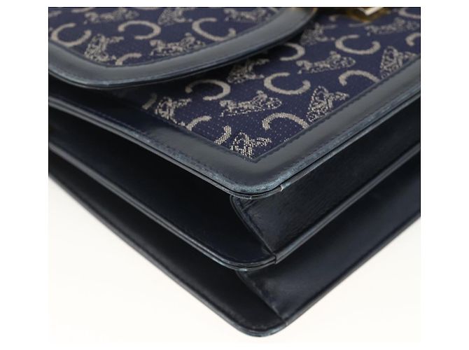 Céline Borsa a Spalla Celine C Sulky in Tela Blu Navy e Oro Auth ka3383 D'oro - vista 11