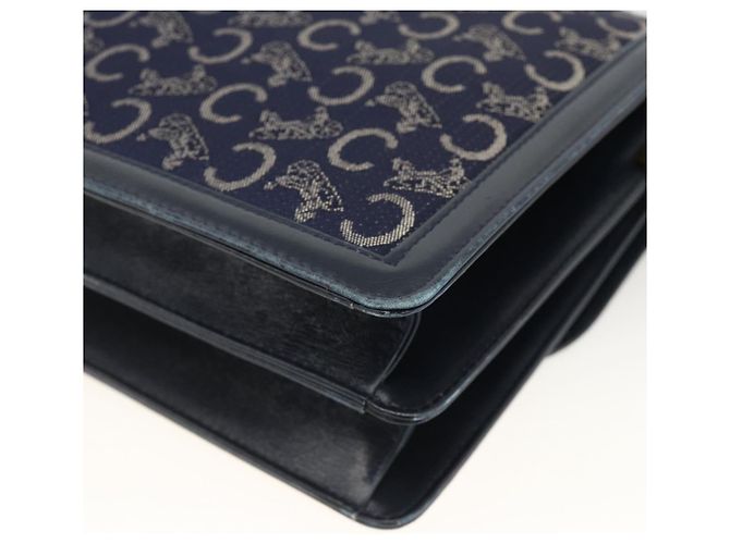Céline Borsa a Spalla Celine C Sulky in Tela Blu Navy e Oro Auth ka3383 D'oro - vista 12
