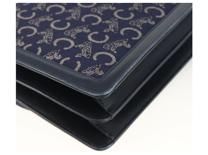 Céline Borsa a Spalla Celine C Sulky in Tela Blu Navy e Oro Auth ka3383 D'oro - vista 13