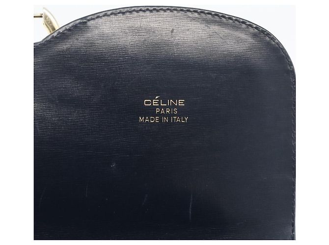 Céline Borsa a Spalla Celine C Sulky in Tela Blu Navy e Oro Auth ka3383 D'oro - vista 15