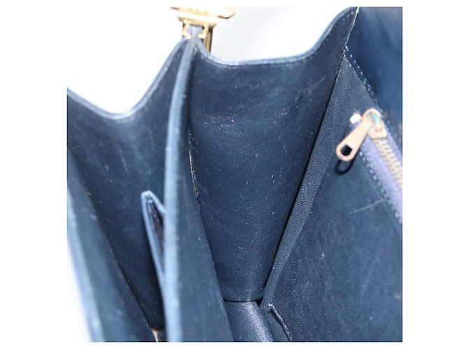 Céline Borsa a Spalla Celine C Sulky in Tela Blu Navy e Oro Auth ka3383 D'oro - vista 18