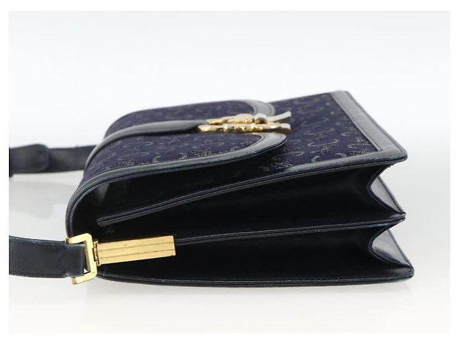 Céline Borsa a Spalla Celine C Sulky in Tela Blu Navy e Oro Auth ka3383 D'oro - vista 4