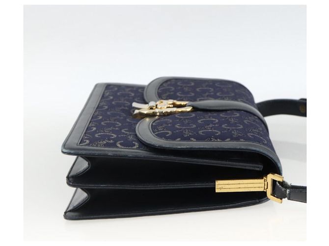 Céline Borsa a Spalla Celine C Sulky in Tela Blu Navy e Oro Auth ka3383 D'oro - vista 5