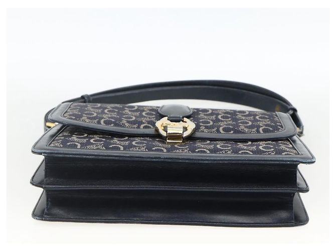 Céline Borsa a Spalla Celine C Sulky in Tela Blu Navy e Oro Auth ka3383 D'oro - vista 9