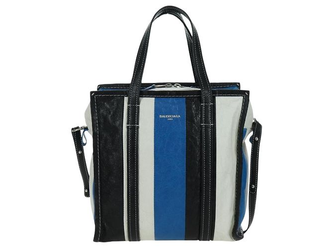 Bolso Shopper Bazaar S de cuero 2 en 1 azul plata BALENCIAGA 443096 Auth BSZ626V - vista 2