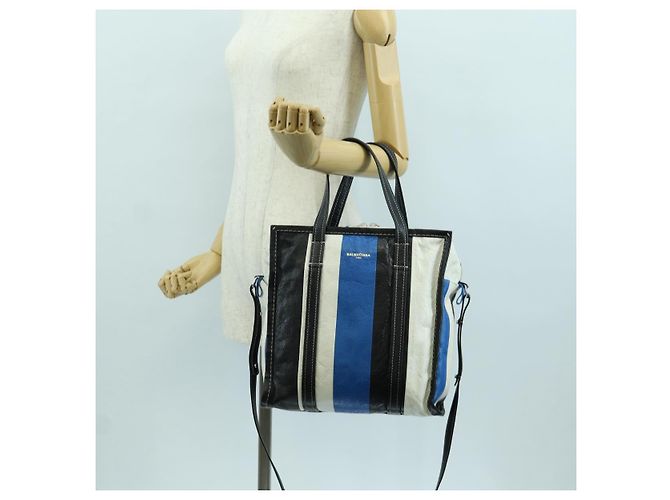Bolso Shopper Bazaar S de cuero 2 en 1 azul plata BALENCIAGA 443096 Auth BSZ626V - vista 25