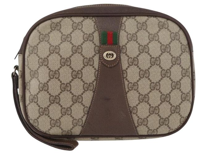 Borsa Sherry Line GG Supreme Web di GUCCI in PVC beige e oro 156 01 034 Auth AMZ358 D'oro - vista 2