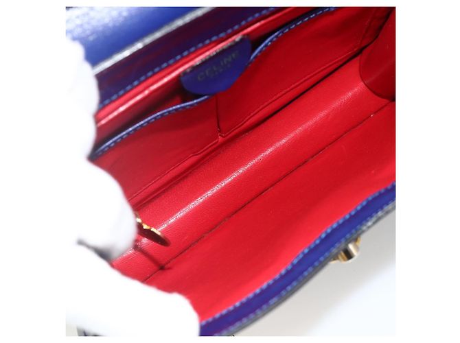 Céline Borsa a mano CELINE in pelle azzurro chiaro oro Auth BAZ584A D'oro Blu chiaro - vista 16