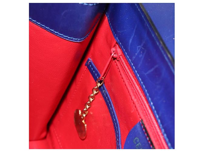 Céline Borsa a mano CELINE in pelle azzurro chiaro oro Auth BAZ584A D'oro Blu chiaro - vista 19