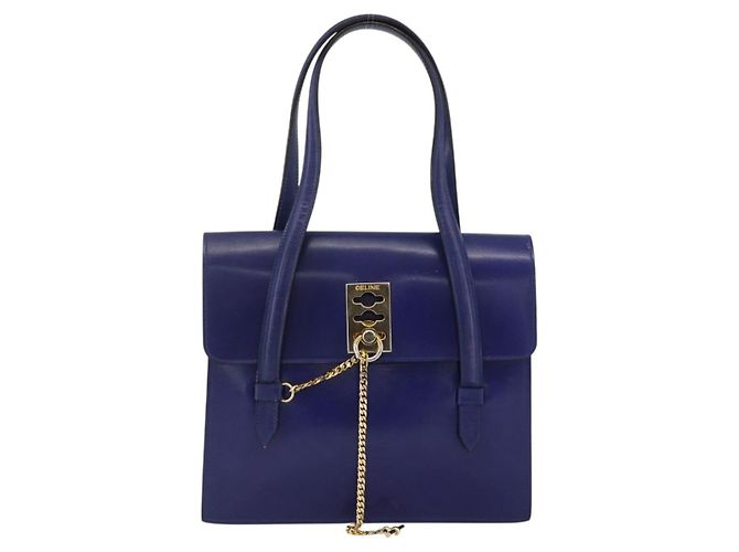 Céline Borsa a mano CELINE in pelle azzurro chiaro oro Auth BAZ584A D'oro Blu chiaro - vista 2