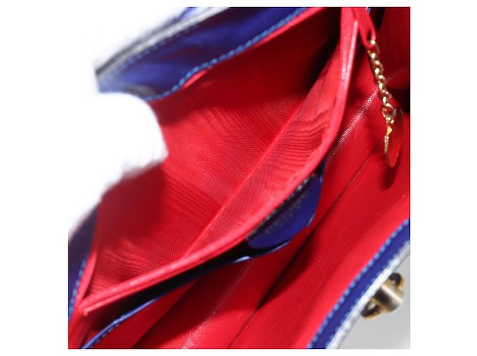 Céline Borsa a mano CELINE in pelle azzurro chiaro oro Auth BAZ584A D'oro Blu chiaro - vista 20