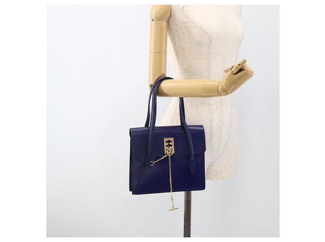 Céline Borsa a mano CELINE in pelle azzurro chiaro oro Auth BAZ584A D'oro Blu chiaro - vista 22