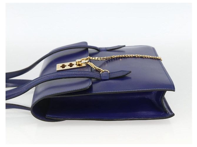 Céline Borsa a mano CELINE in pelle azzurro chiaro oro Auth BAZ584A D'oro Blu chiaro - vista 4