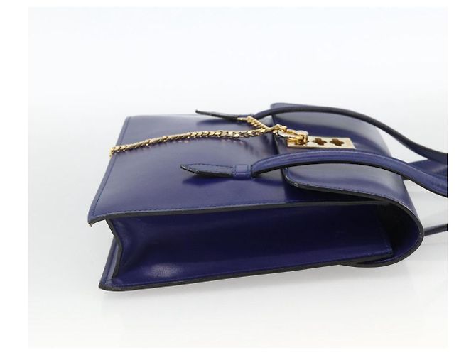 Céline Borsa a mano CELINE in pelle azzurro chiaro oro Auth BAZ584A D'oro Blu chiaro - vista 5