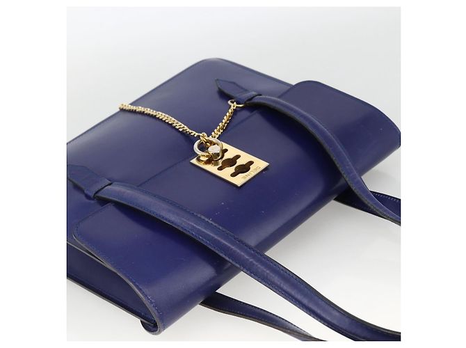 Céline Borsa a mano CELINE in pelle azzurro chiaro oro Auth BAZ584A D'oro Blu chiaro - vista 6