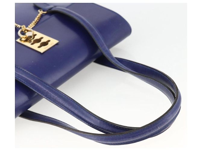Céline Borsa a mano CELINE in pelle azzurro chiaro oro Auth BAZ584A D'oro Blu chiaro - vista 7