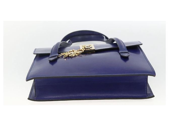 Céline Borsa a mano CELINE in pelle azzurro chiaro oro Auth BAZ584A D'oro Blu chiaro - vista 9