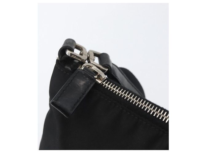 Borsa a Spalla PRADA in Nylon Pelle Argento Nero Auth SW2177A - vista 14