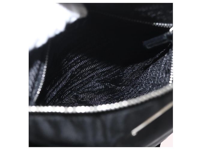 Borsa a Spalla PRADA in Nylon Pelle Argento Nero Auth SW2177A - vista 20