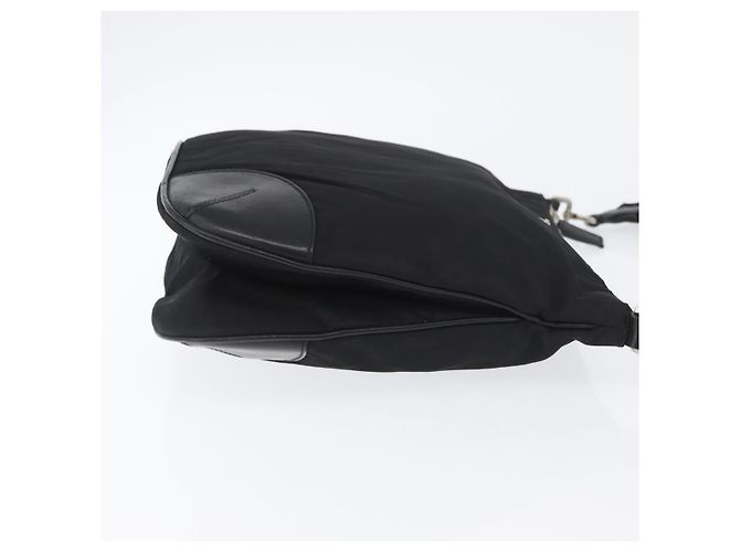 Borsa a Spalla PRADA in Nylon Pelle Argento Nero Auth SW2177A - vista 4