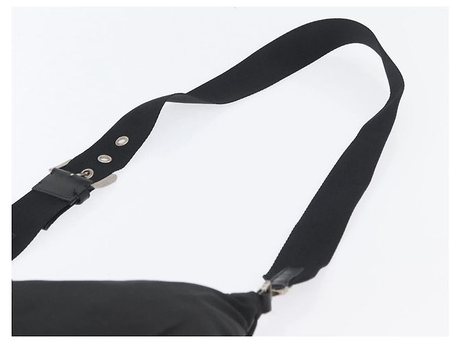 Borsa a Spalla PRADA in Nylon Pelle Argento Nero Auth SW2177A - vista 7