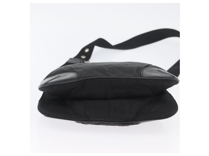 Borsa a Spalla PRADA in Nylon Pelle Argento Nero Auth SW2177A - vista 8