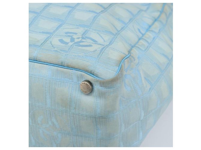 CHANEL Nuova Borsa Tote da Viaggio Nylon Blu Argento CC Auth ti3796 - vista 10