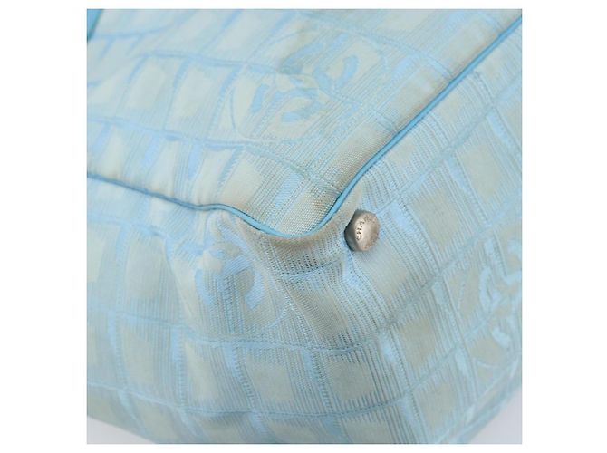 CHANEL Nuova Borsa Tote da Viaggio Nylon Blu Argento CC Auth ti3796 - vista 11