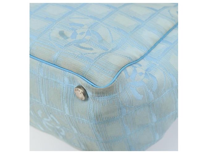 CHANEL Nuova Borsa Tote da Viaggio Nylon Blu Argento CC Auth ti3796 - vista 12
