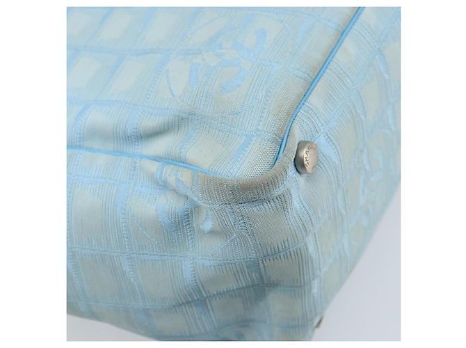 CHANEL Nuova Borsa Tote da Viaggio Nylon Blu Argento CC Auth ti3796 - vista 13