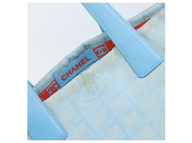 CHANEL Nuova Borsa Tote da Viaggio Nylon Blu Argento CC Auth ti3796 - vista 14
