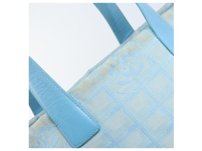 CHANEL Nuova Borsa Tote da Viaggio Nylon Blu Argento CC Auth ti3796 - vista 15