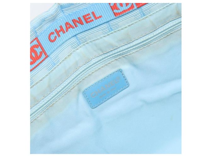 CHANEL Nuova Borsa Tote da Viaggio Nylon Blu Argento CC Auth ti3796 - vista 16
