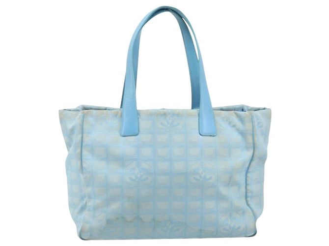 CHANEL Nuova Borsa Tote da Viaggio Nylon Blu Argento CC Auth ti3796 - vista 2