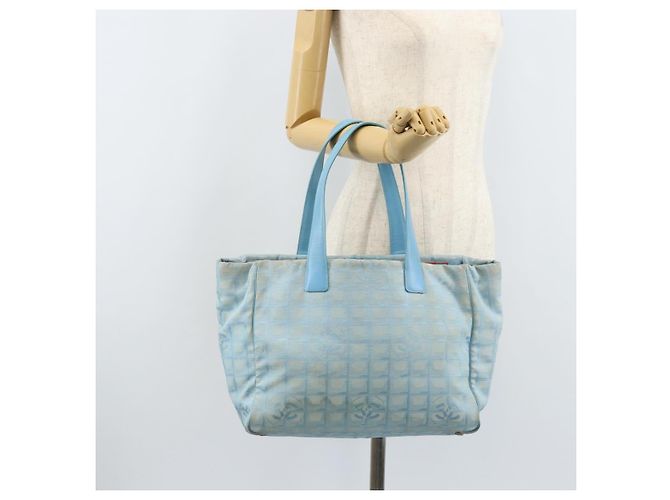 CHANEL Nuova Borsa Tote da Viaggio Nylon Blu Argento CC Auth ti3796 - vista 25