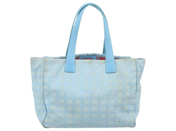 CHANEL Nuova Borsa Tote da Viaggio Nylon Blu Argento CC Auth ti3796 - vista 3