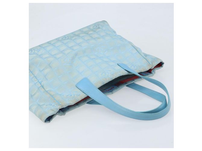CHANEL Nuova Borsa Tote da Viaggio Nylon Blu Argento CC Auth ti3796 - vista 6