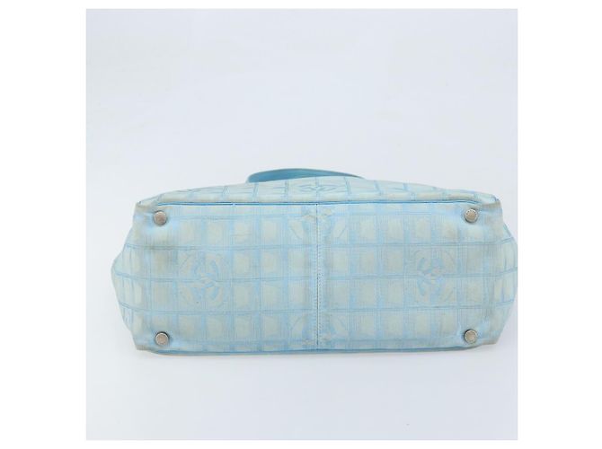 CHANEL Nuova Borsa Tote da Viaggio Nylon Blu Argento CC Auth ti3796 - vista 9
