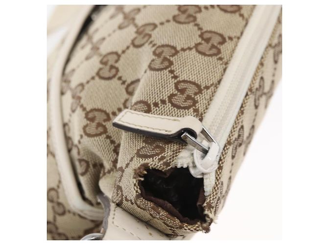 Borsa a Spalla GG Canvas Gucci Beige Argento 145857 Auth ka3305 - vista 14