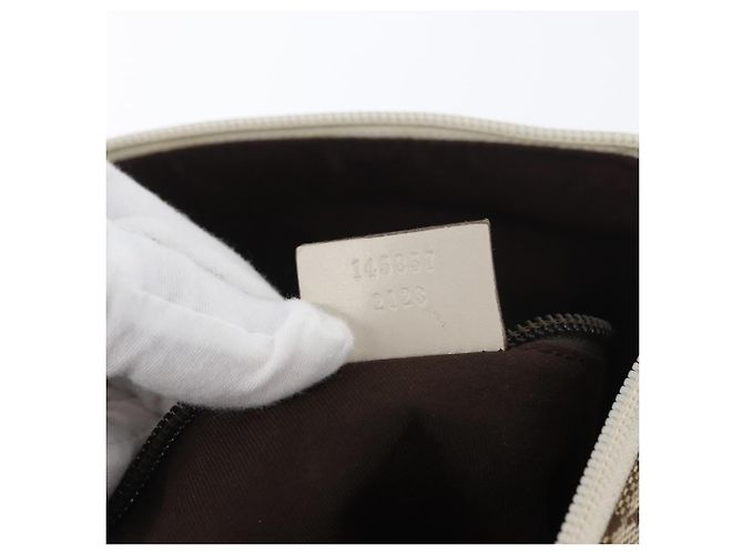 Borsa a Spalla GG Canvas Gucci Beige Argento 145857 Auth ka3305 - vista 21
