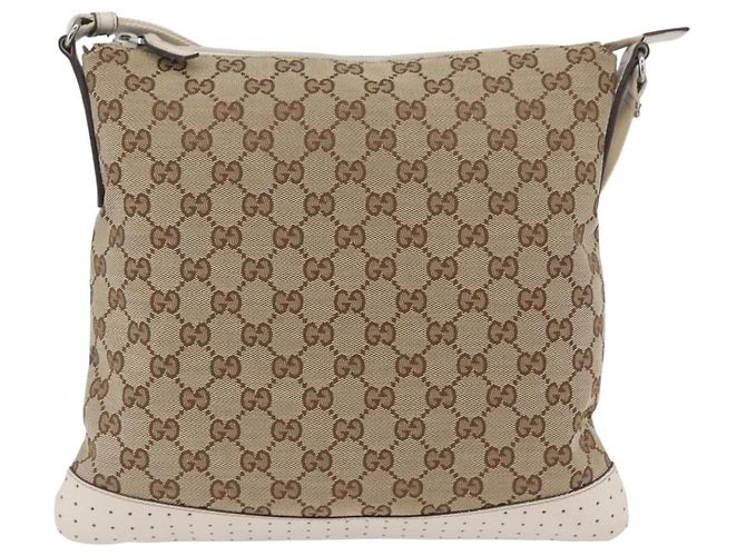Borsa a Spalla GG Canvas Gucci Beige Argento 145857 Auth ka3305 - vista 3