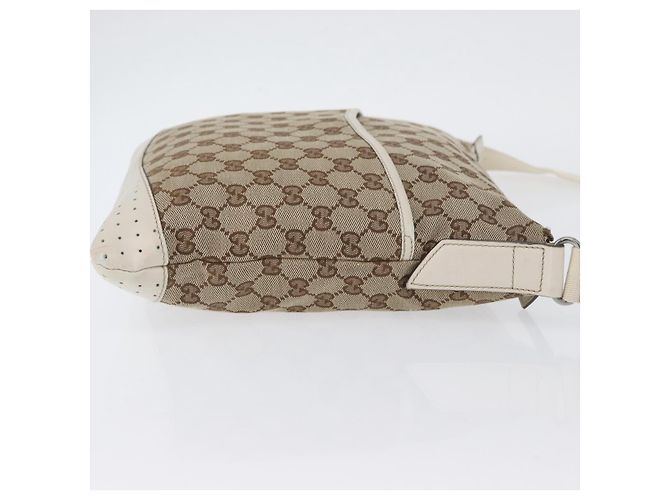 Borsa a Spalla GG Canvas Gucci Beige Argento 145857 Auth ka3305 - vista 4