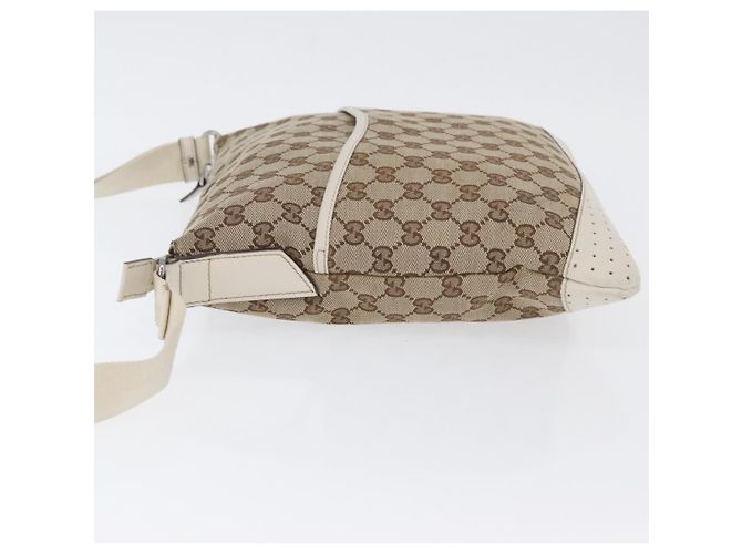 Borsa a Spalla GG Canvas Gucci Beige Argento 145857 Auth ka3305 - vista 5
