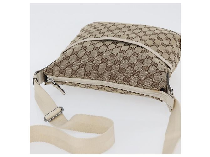 Borsa a Spalla GG Canvas Gucci Beige Argento 145857 Auth ka3305 - vista 6