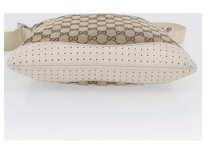 Borsa a Spalla GG Canvas Gucci Beige Argento 145857 Auth ka3305 - vista 9