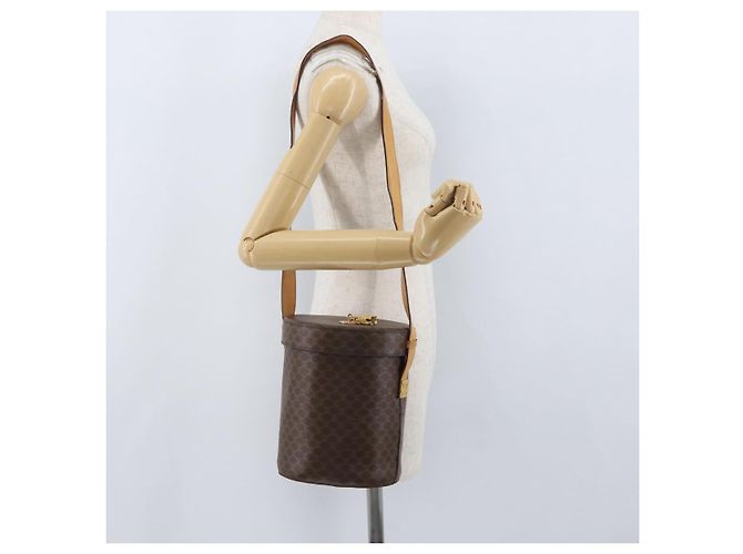 Céline Borsa a spalla in tela Macadam CELINE in pelle PVC marrone oro Auth AMZ048A D'oro - vista 18