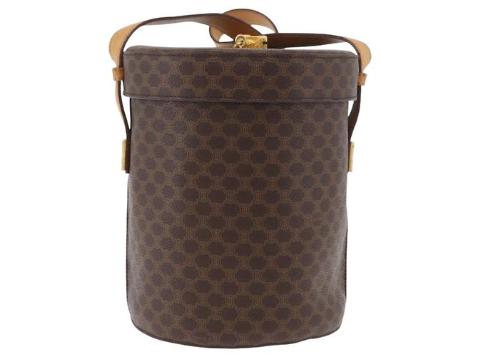 Céline Borsa a spalla in tela Macadam CELINE in pelle PVC marrone oro Auth AMZ048A D'oro - vista 2