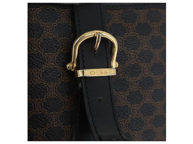 Céline Borsa tote in tela Macadam CELINE in pelle PVC nera e oro Auth LNZ687 Nero D'oro - vista 15