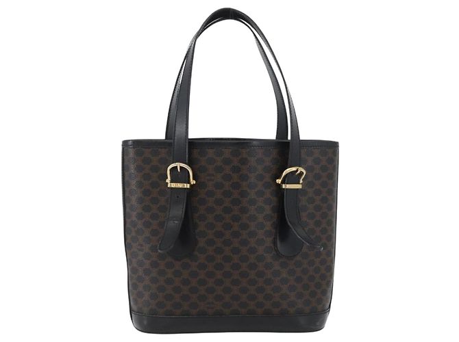 Céline Borsa tote in tela Macadam CELINE in pelle PVC nera e oro Auth LNZ687 Nero D'oro - vista 2