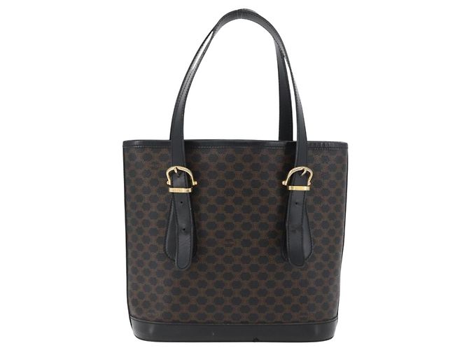Céline Borsa tote in tela Macadam CELINE in pelle PVC nera e oro Auth LNZ687 Nero D'oro - vista 3